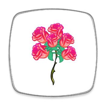 Flowering Symbol Shape Rose Plant Bouquet - Square fridge magnet - white - Front