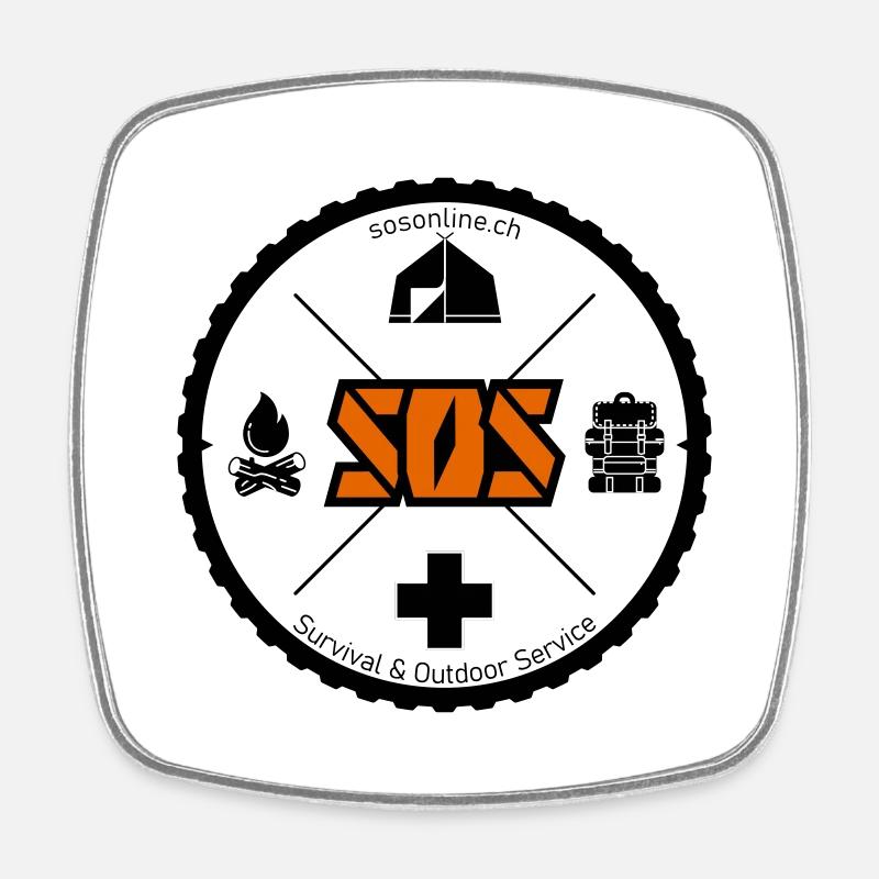 SOS logo orange no background - Square fridge magnet - white