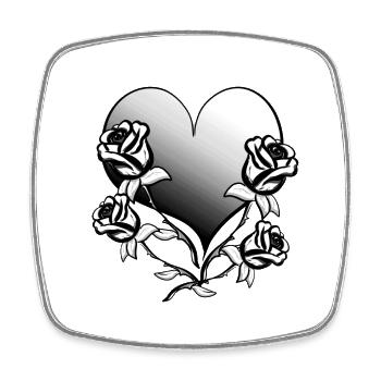 rose blume herz form symbol rosen grau liebe - Viereckiger Kühlschrankmagnet - Weiß - Vorne