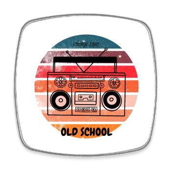 OLD SCHOOL - Viereckiger Kühlschrankmagnet - Weiß - Vorne