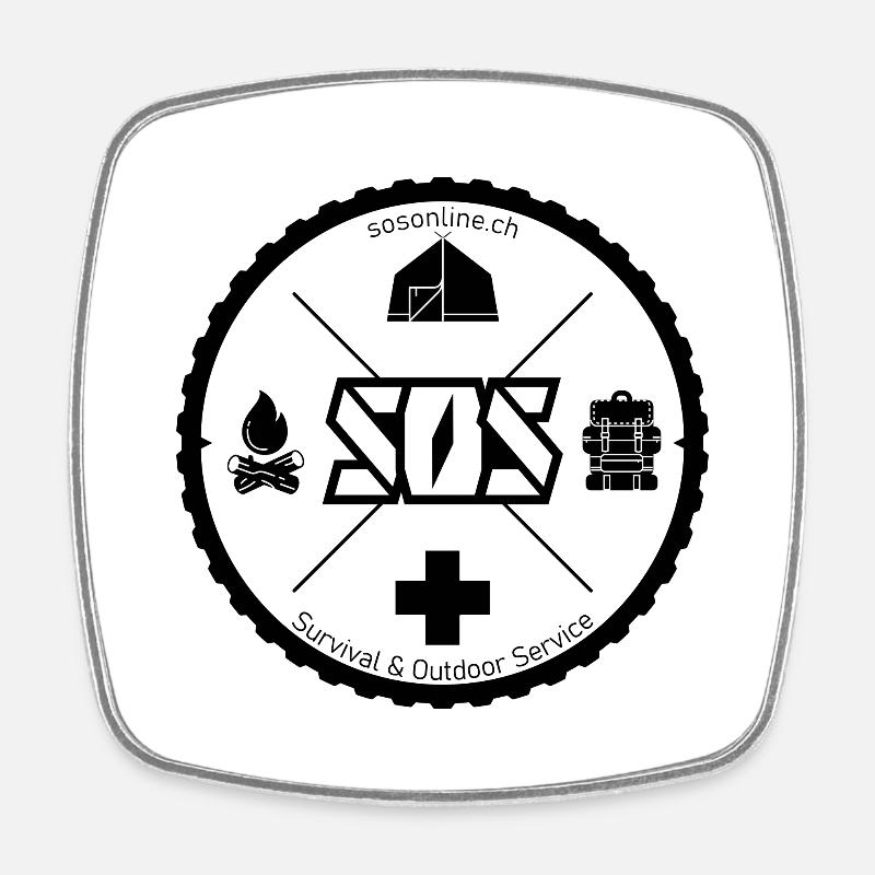 SOS Logo white Neutral background - Square fridge magnet - white