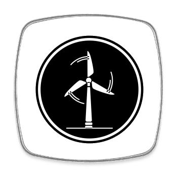 Energie Windrad - Viereckiger Kühlschrankmagnet - Weiß - Vorne