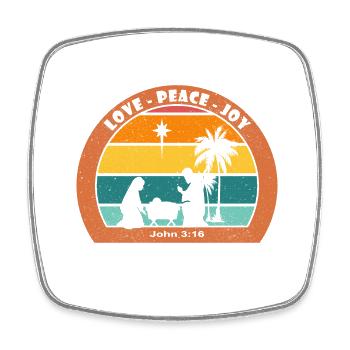 Christmas Nativity with Jesus - Love - Peace - Joy - Square fridge magnet - white - Front