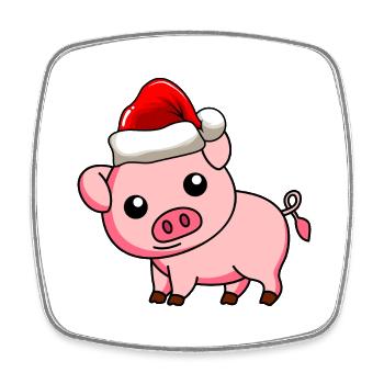Pig Comic Christmas - Magnet carré - blanc - Devant