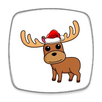 Elk Comic Christmas - Square fridge magnet - white - Front