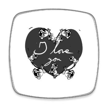graues herz ich liebe dich blumen valentinstag sym - Viereckiger Kühlschrankmagnet - Weiß - Vorne
