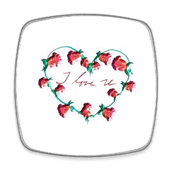 rote pflanzen herz blume ich liebe dich - Viereckiger Kühlschrankmagnet - Weiß - Vorne