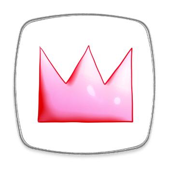 Couronne rose Forme du symbole de dessin animé - Magnet carré - blanc - Devant