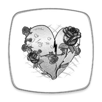 Heart Shape Symbol Pattern Roses Flowers Glitter - Square fridge magnet - white - Front
