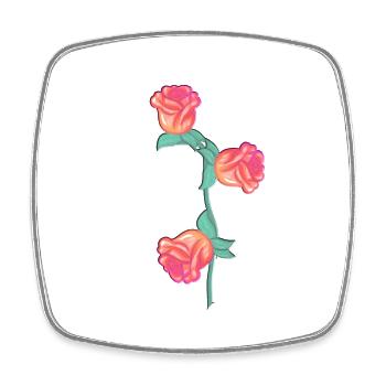 Plante Rouge Fleur Rose Naturelle - Magnet carré - blanc - Devant
