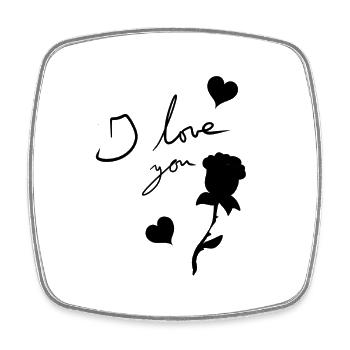 Je t’aime cœurs de fleurs de rose - Magnet carré - blanc - Devant