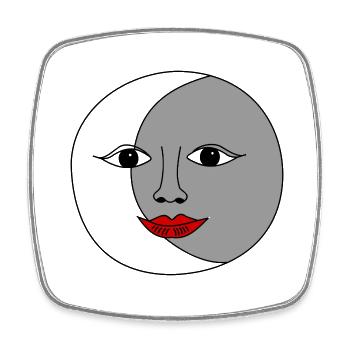 Soleil et lune - Magnet carré - blanc - Devant
