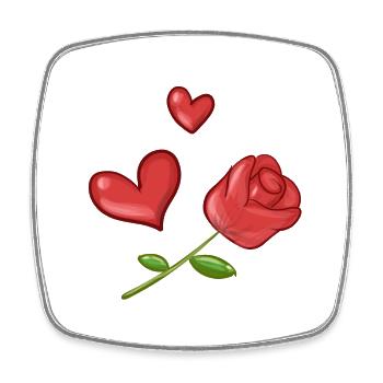 Rouge Rose Coeurs Coeur Symbole Fleur - Magnet carré - blanc - Devant