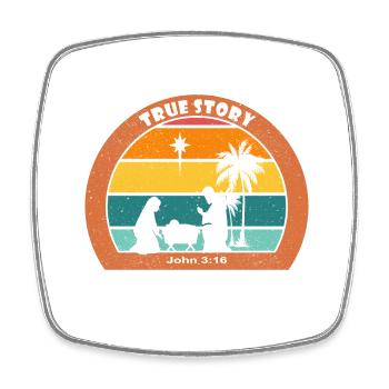 Christmas Nativity with Jesus - True Story - Square fridge magnet - white - Front