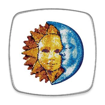 Sun Moon Mosaic Astrology mystical symbol - Square fridge magnet - white - Front