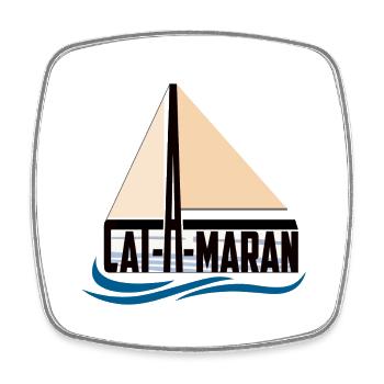 catAmaran - katAmaran - 3 - Viereckiger Kühlschrankmagnet - Weiß - Vorne