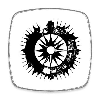 Sun Moon Mosaic Astrology Symbol Vector 2 - Square fridge magnet - white - Front