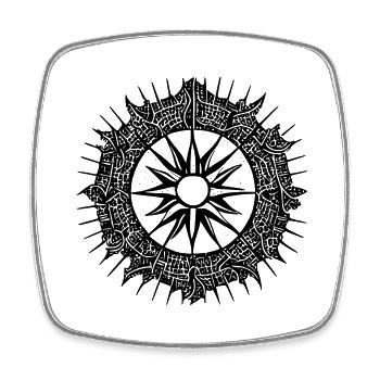 Sun Moon Mosaic Astrology mystical symbol 2 - Square fridge magnet - white - Front