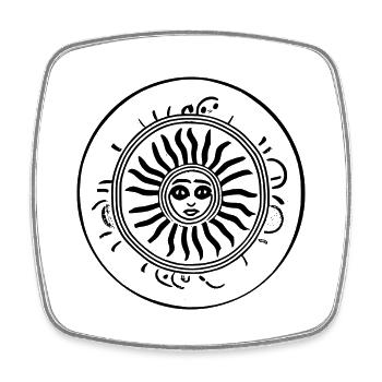 Sun Moon Mosaic Astrology mystical symbol 9 - Square fridge magnet - white - Front
