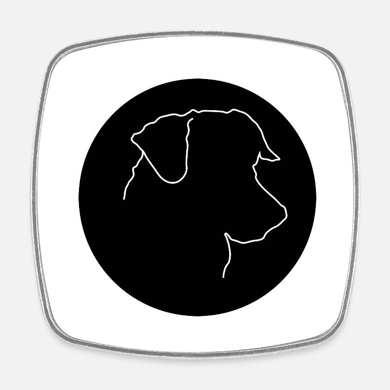 Jack Russell black circle - Square fridge magnet - white