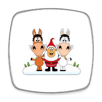 PFERDE - WEIHNACHTEN - TIERE - TIERISCH - REITEN - Viereckiger Kühlschrankmagnet - Weiß - Vorne