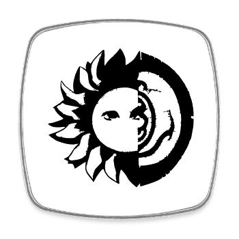 Sun Moon Mosaic Astrology Symbol Vector 08 - Square fridge magnet - white - Front
