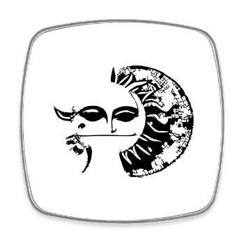 Sun Moon Mosaic Astrology Symbol Vector 04 - Square fridge magnet - white - Front
