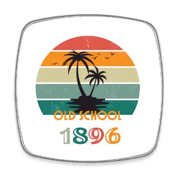 Old School Beach - Viereckiger Kühlschrankmagnet - Weiß - Vorne