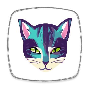 Illustration eines Katzenporträts, Vektor - Viereckiger Kühlschrankmagnet - Weiß - Vorne