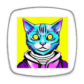 Illustration eines Katzenporträts, Vektor - Viereckiger Kühlschrankmagnet - Weiß - Vorne
