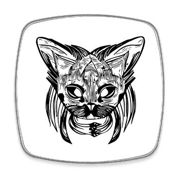 Illustration of a portrait of a cat, vector - Square fridge magnet - white - Front
