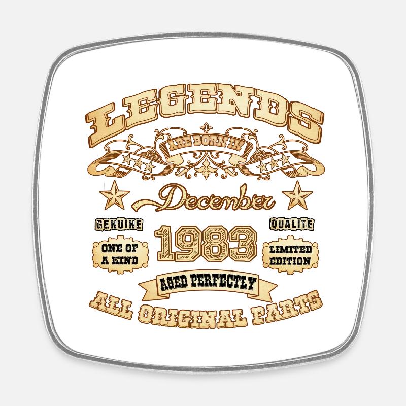 Legends are born in December 1983 - Square fridge magnet - white