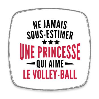 princesse et volleyball / cadeau humour volleyeuse - Magnet carré - blanc - Devant