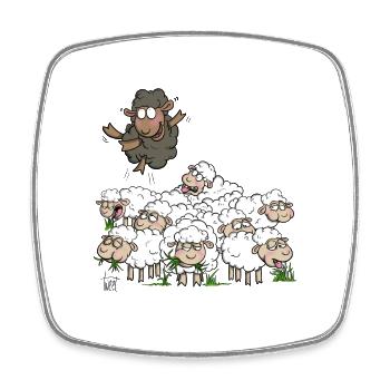 Mouton noir - Magnet carré - blanc - Devant