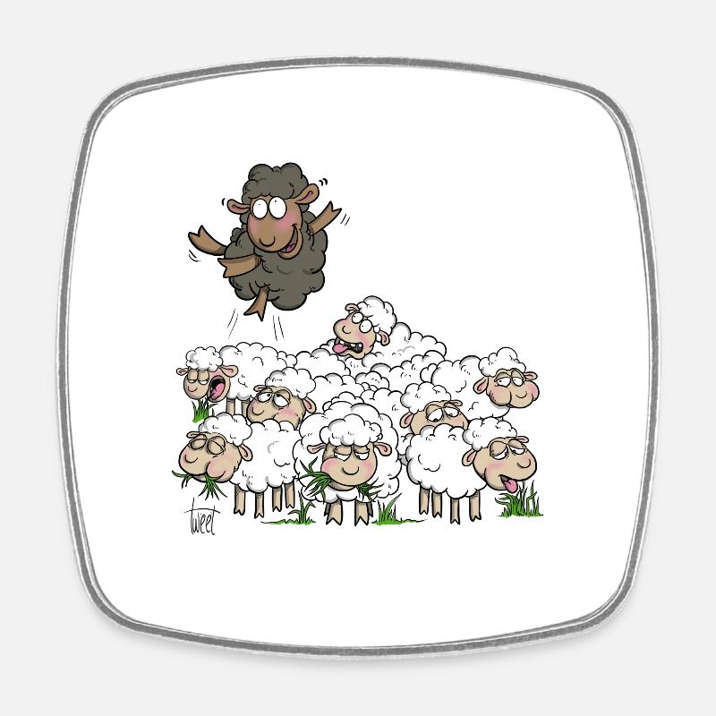Mouton noir - Magnet carré - blanc