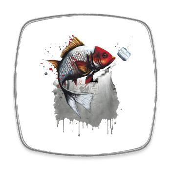 Carpe japonaise - Magnet carré - blanc - Devant