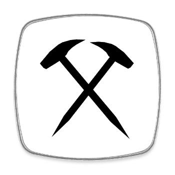 Schlägel und Eisen, Bergbau Symbol - Viereckiger Kühlschrankmagnet - Weiß - Vorne