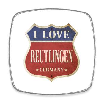 Reutlingen Germany City I Love Vintage Retro - Square fridge magnet - white - Front