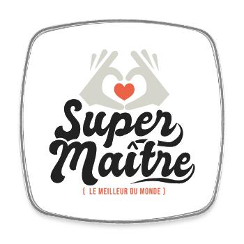 Super maitre l unique cadeau maître instituteur - Magnet carré - blanc - Devant