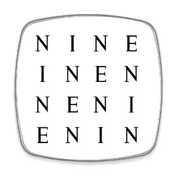 Nine - Viereckiger Kühlschrankmagnet - Weiß - Vorne