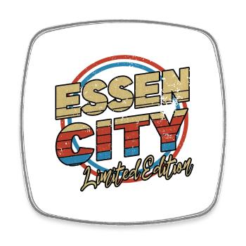 Essen Deutschland Stadt Schrift 80er Stil - Viereckiger Kühlschrankmagnet - Weiß - Vorne