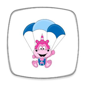 EINHORN - FALLSCHIRM - FALLSCHIRMSPRINGEN - FUN - Viereckiger Kühlschrankmagnet - Weiß - Vorne