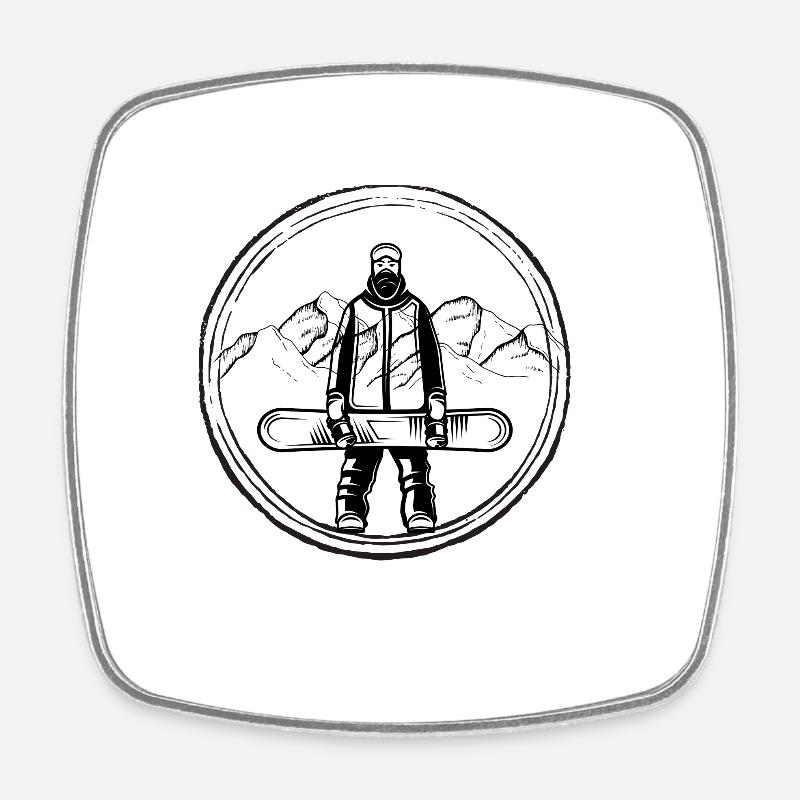 Snowboarders - Square fridge magnet - white