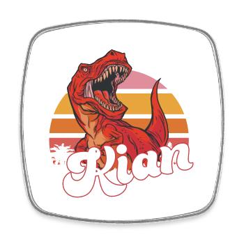 KIAN - Schöner Jungen Name mit T-REX Dino - Viereckiger Kühlschrankmagnet - Weiß - Vorne