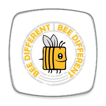 bee different saying quote - Square fridge magnet - white - Front