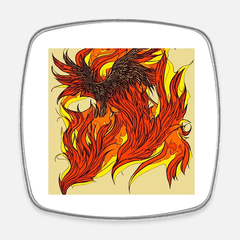 Illustration of a phoenix, vector style - Square fridge magnet - white