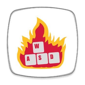 Nerd Computer WASD Clavier - Magnet carré - blanc - Devant