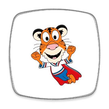 TIGER - SUPERHELD - TIER - TIERISCH - BABY - KIND - Viereckiger Kühlschrankmagnet - Weiß - Vorne