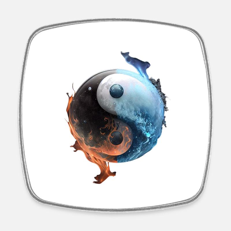 Ying et Yang Feu et glace en équilibre - Magnet carré - blanc