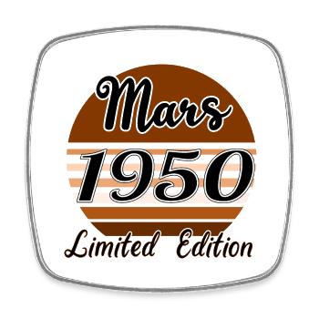 Mars 1950 Limited edition | Bois Bruns - Magnet carré - blanc - Devant